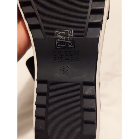 Eileen Fisher Women's 8.5 Black Sport Wedge Sandals Crossover Comfort NEW - Picture 9 of 11
